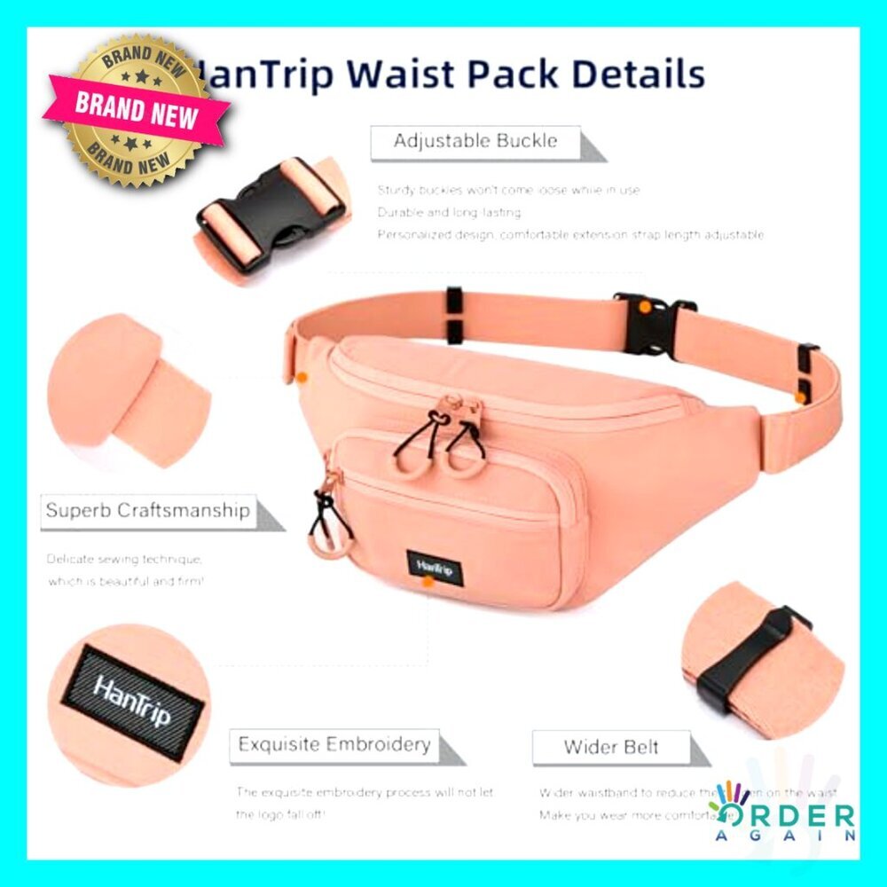 Large Travel Fanny Pack Lightweight Crossbody Waist Bag Water Resistant - Picture 5 of 6